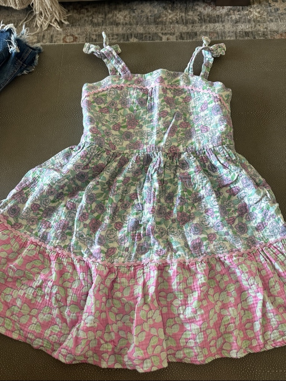 Tahari Girls Floral Sundress in Pink, Green & White